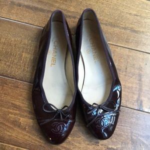 Chanel burgundy flats
